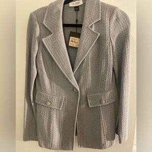 St. John Collection Lt Grey Melange 1 button jacket size 6 NWT
